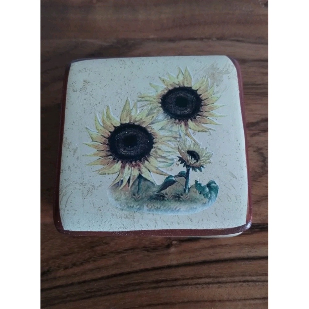 Vintage Sunflower Trinket Box